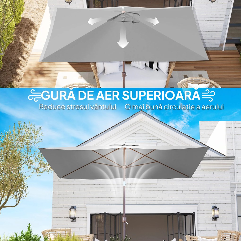 Outsunny Copertină de Rezervă pentru Umbrelă cu Ventilație în Partea Superioară, 300x200 cm, Verde | Aosom Romania