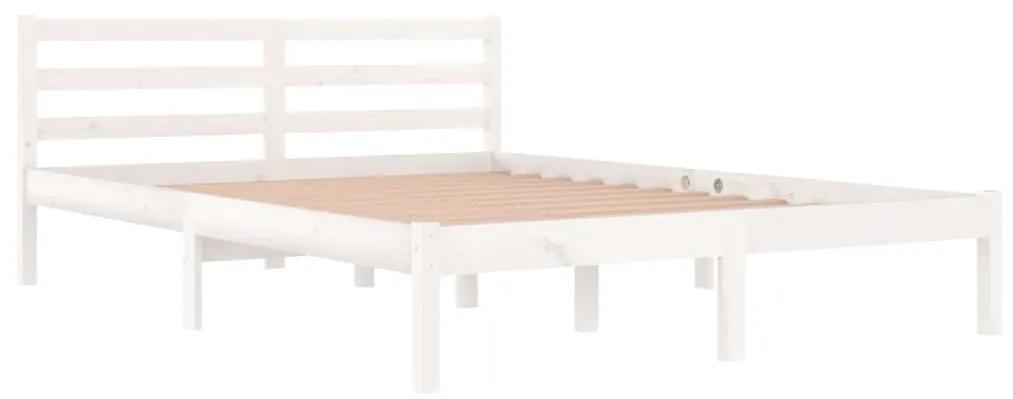 810431 vidaXL Cadru de pat, alb, 140x200 cm, lemn masiv de pin