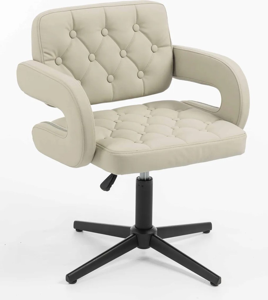 HR8403CROSS Scaun Ecru Piele Ecologica Premium Soft cu Bază Neagră