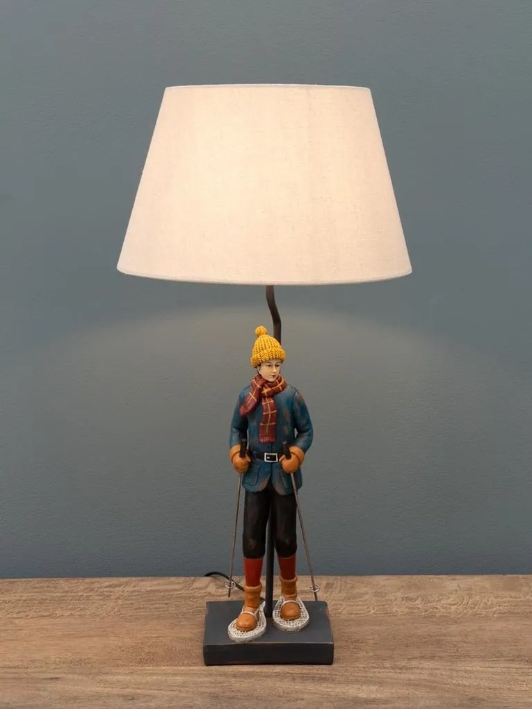 Lampa de masa, din rasina, cu abajur din bumbac, Hiking