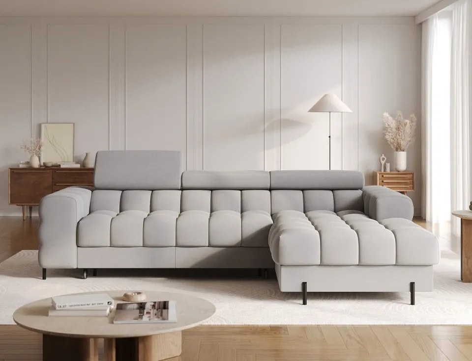 Coltar extensibil cu spatiu pentru depozitare, 285x181x93 cm, Felro R, Eltap (Culoare: Gri deschis / Sola 4)