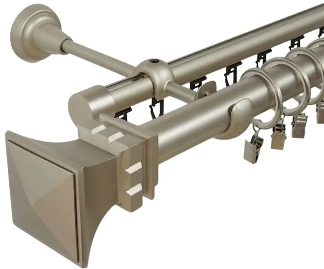 Galerie dubla verona , teava neteda si profil,grosime 25 si 19mm, crom mat (Alege marime: 400 cm)
