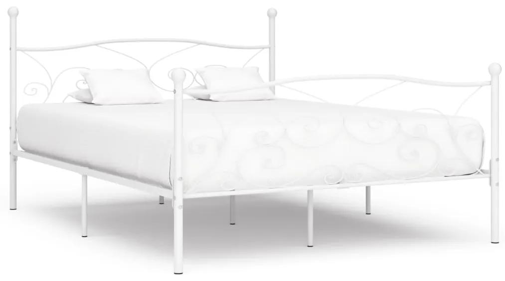 284452 vidaXL Cadru de pat cu bază din șipci, alb, 180 x 200 cm, metal
