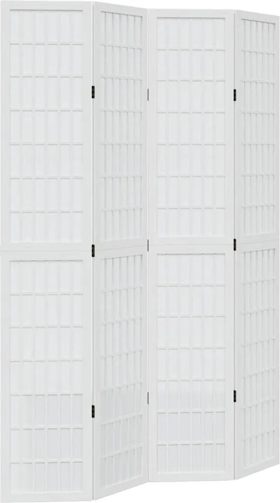 vidaXL Paravan cameră 4 panouri, alb, lemn masiv paulownia