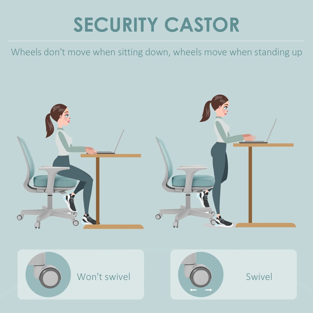Vinsetto Scaun de Birou Ergonomic, Reglabil pe Înălțime și Respirabil, Verde | Aosom Romania