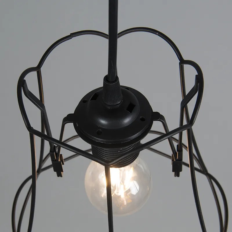 Lampă suspendată retro neagră 20 cm - Granny Frame