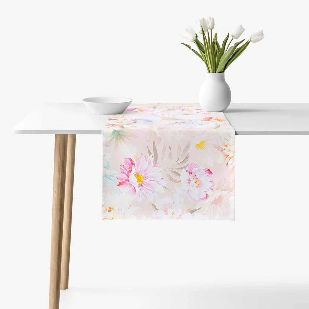 Goldea napron de masă 100% bumbac deluxe - flori sălbatice 35x140 cm