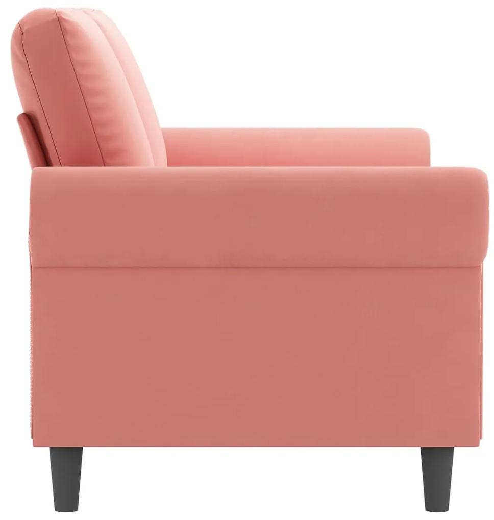 Canapea cu 2 locuri, roz, 140 cm, catifea Roz, 172 x 77 x 80 cm