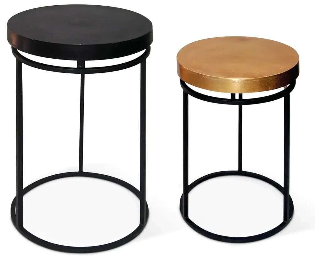442857 Rousseau Set de mese laterale, 2 piese, „Cameo” metal, negru și auriu