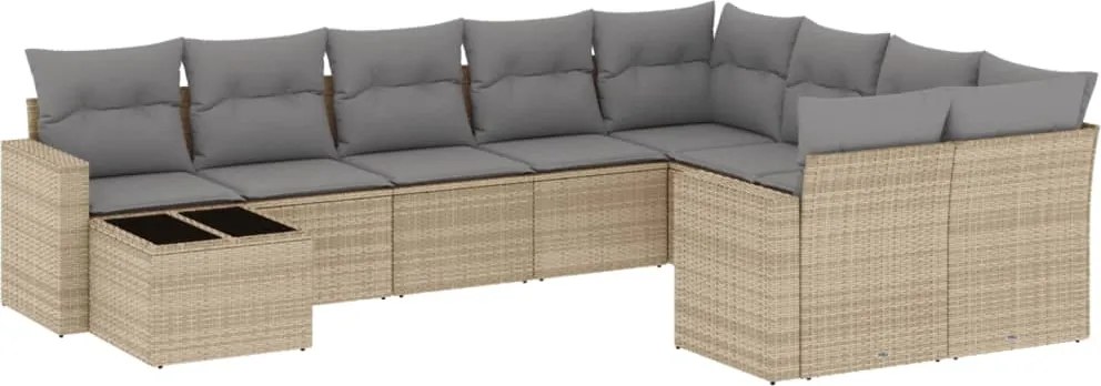 vidaXL Set canapele de grădină cu perne, 10 piese, bej, poliratan