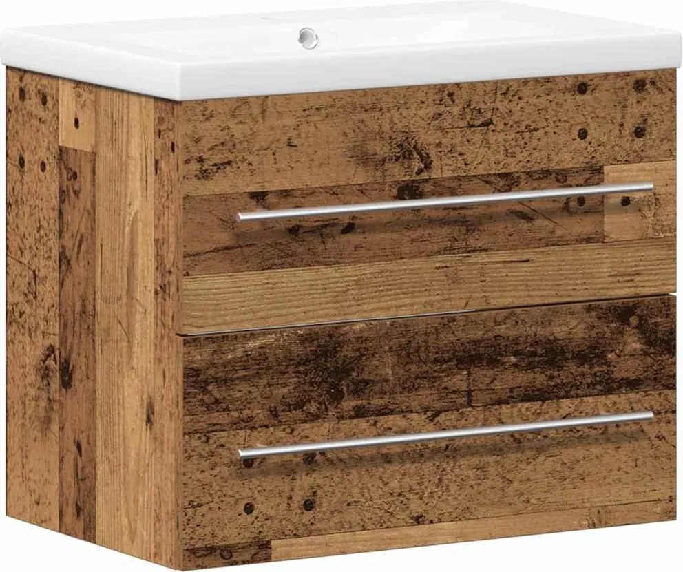 vidaXL Dulap pentru Chiuveta de Baie cu sertar 2 pcs Lemn Vechi