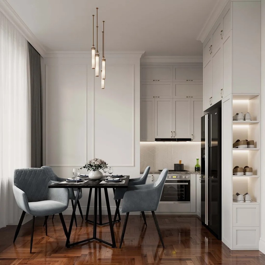 Scaun de sufragerie din catifea VIALLI cappuccino