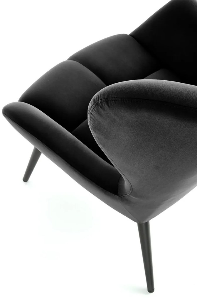 Fotoliu Tyrion velvet negru H91 cm
