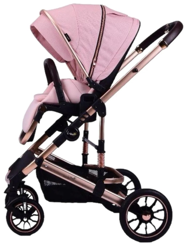 Carucior 2 in 1 reversibil si pliabil cu geanta inclusa, 0-36 luni, Roz - CPC-64-roz