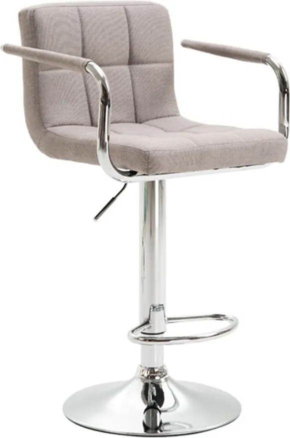 Scaun de bar, material textil gri-maro taupe/crom, LEORA 2 NEW