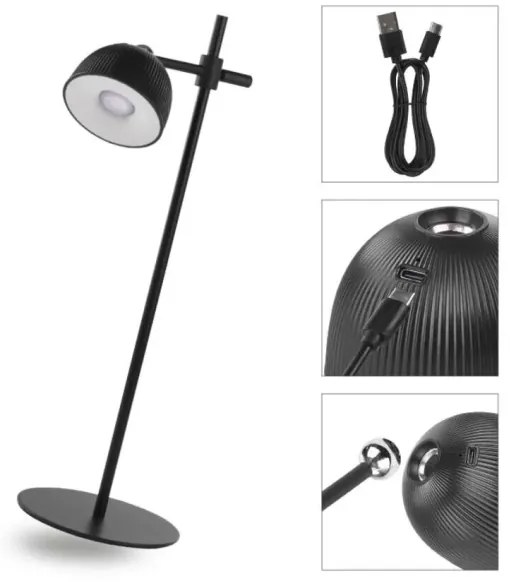 Lampă LED magnetică reîncărcabilă dimabilă de masă 4 în 1 LED/4,2W/3,7V 4000K negru