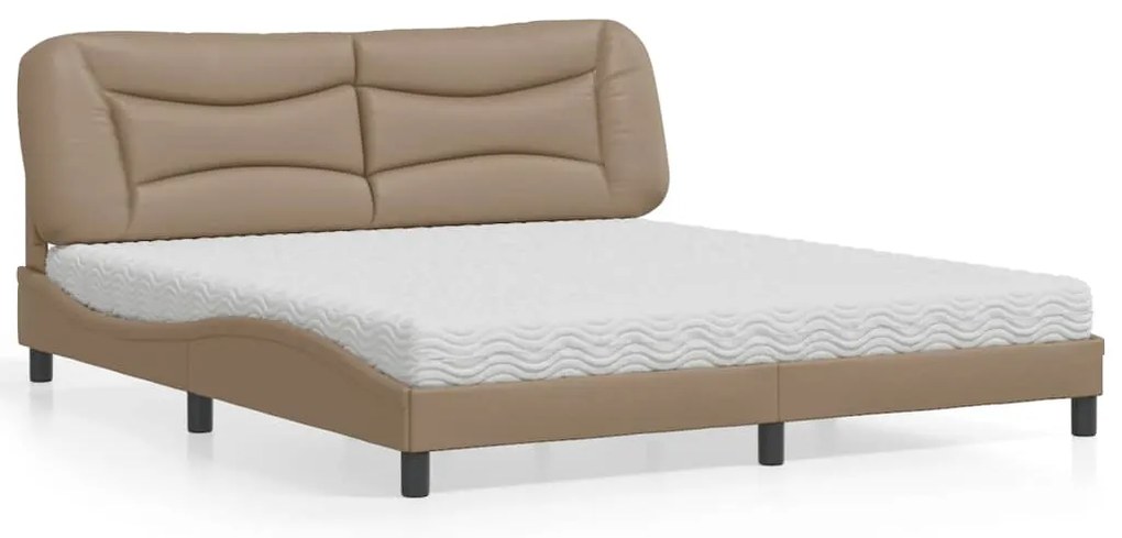 vidaXL Pat cu saltea, cappuccino, 180x200cm piele ecologică