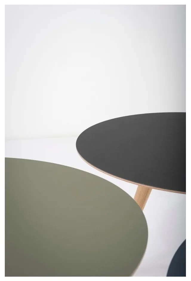 Măsuță auxiliară din lemn de stejar cu blat negru Gazzda Arp, Ø 55 cm