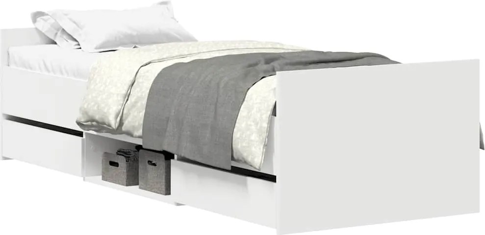 vidaXL Cadru de pat cu tăblie de cap/picioare, alb, 75x190 cm