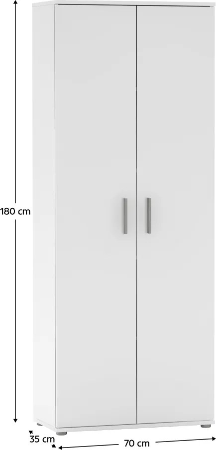Dulap, poliţe, cu două uşi, alb, SERVO TIP 1