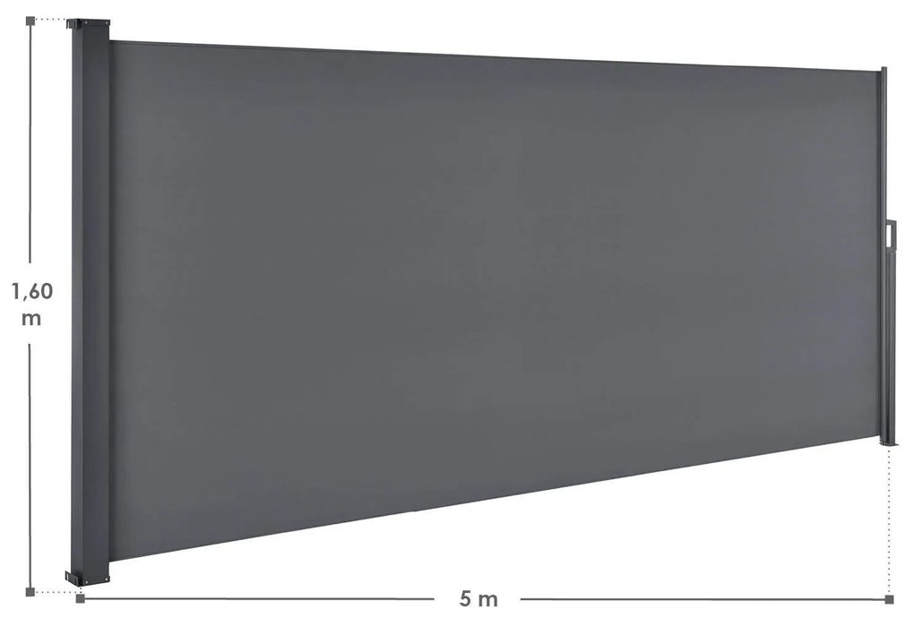 Bočná markíza Dubai 500 x 160 cm tmavosivá