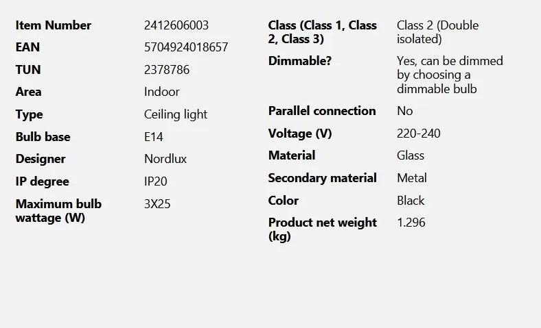 Plafoniera design nordic Milford 3L