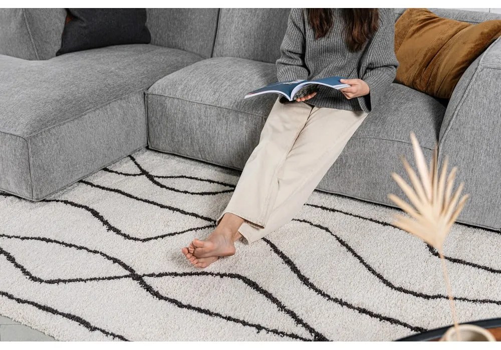 Covor alb/negru 140x200 cm Routa – Universal