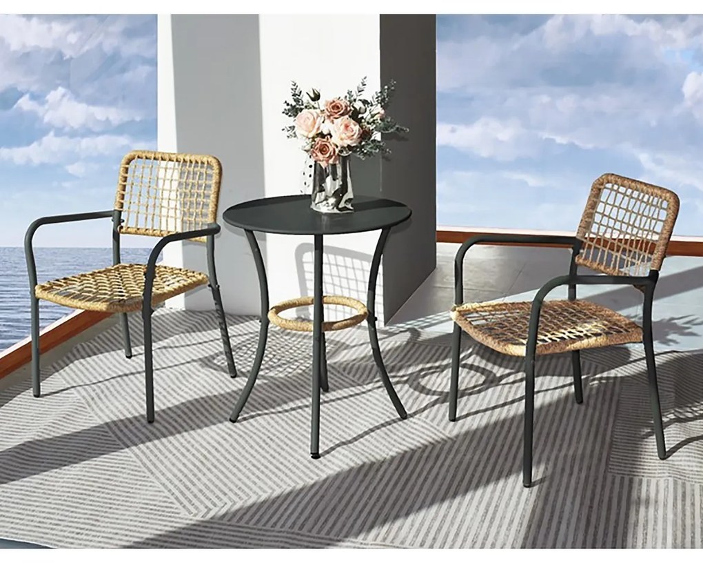 Autronic Set balcon 1+2, metal, polyrattan,natural, AZ-L1103 NAT