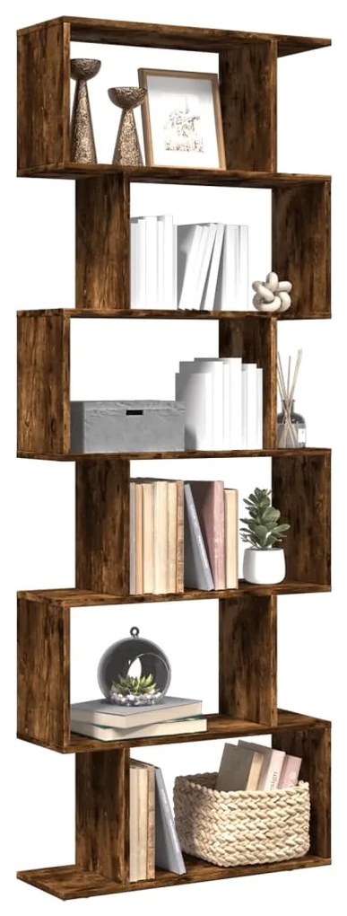 vidaXL Bibliotecă/separator 6 niveluri stejar fumuriu 70x24x193cm lemn