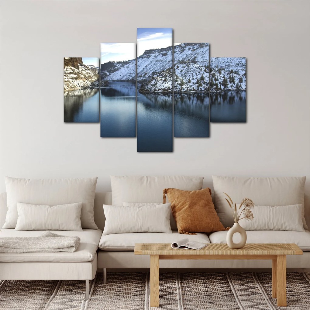 Tablou - peisaj de iarnă cu lac (150x105 cm)