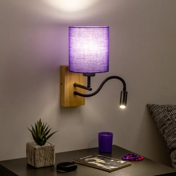 Lampă LED de perete Brilagi NUBILA WOOD 1xE27/25W/230V + LED/3W stejar/mov