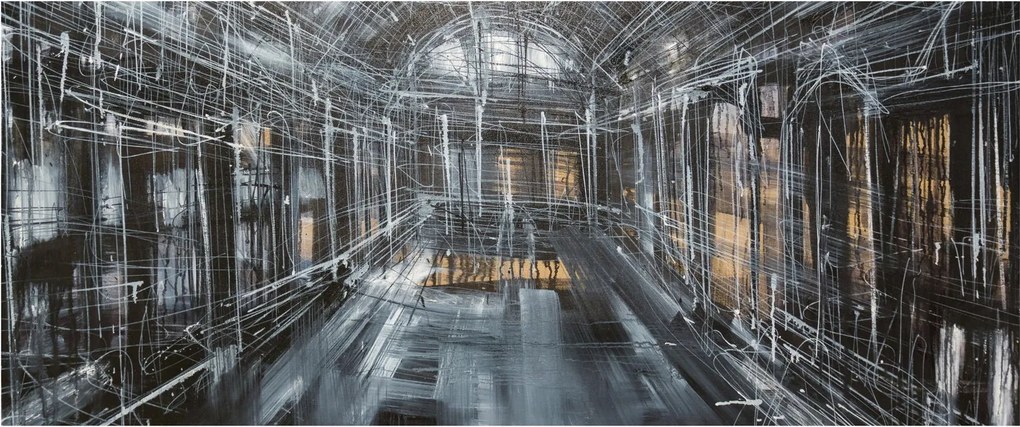 Tablou cu u interiorul clădirii vechi (120x50 cm)