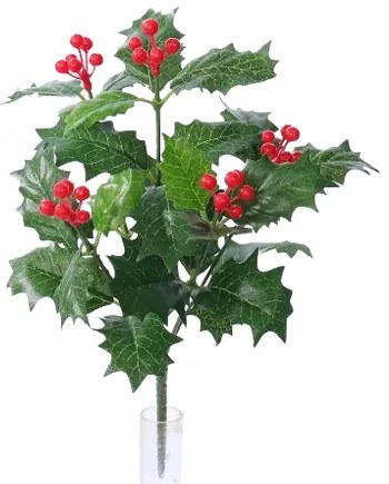 Crenguță Holly verde artificial, 31 cm