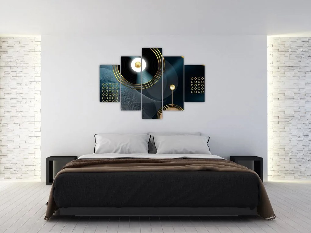 Tablou - Cercuri aurii (150x105 cm)