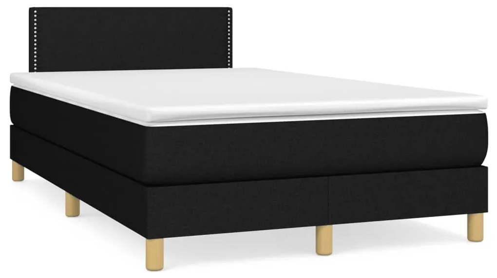 vidaXL Pat cu arcuri, saltea și LED, negru, 120x190 cm, textil