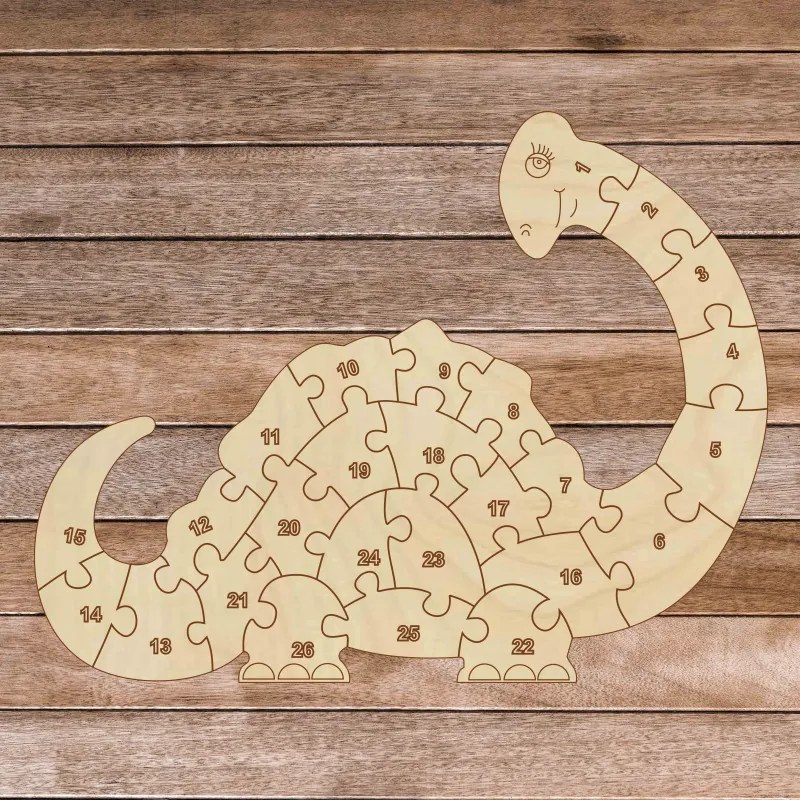 SENTOP | Puzzle din lemn pentru copii - Dinozaur și numere 26 piese | SENTOP