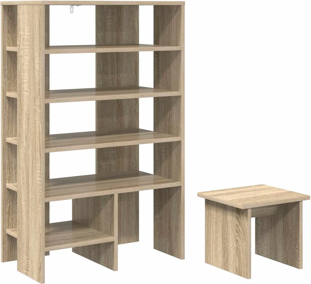 vidaXL Dulap pentru pantofi cu raft 2 pcs Stejar Sonoma Lemn compozit