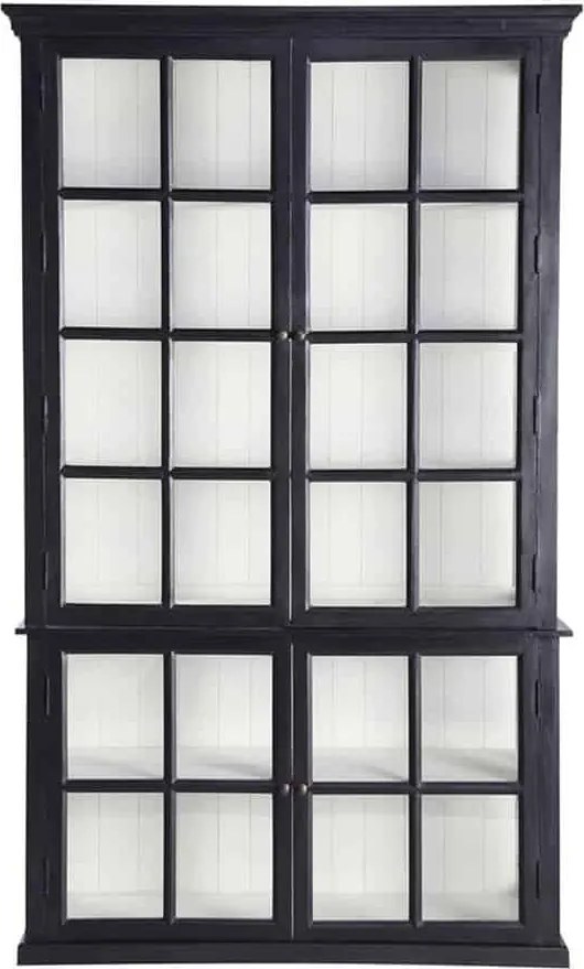 Vitrină lemn masiv gri Noir Antracit, 137 × 46 × 230 cm