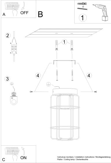 Plafonieră Sollux SL.1262 GOTTO 1xE27/15W/230V negru