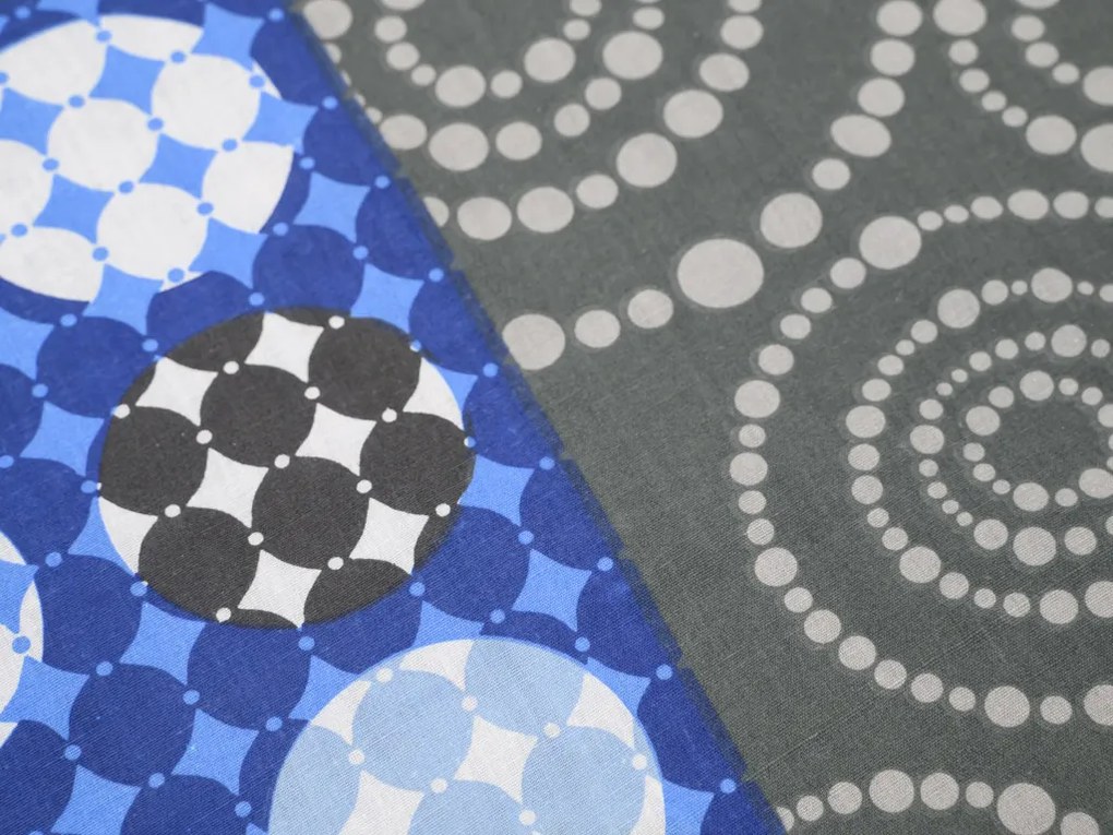Lenjerie de pat din bumbac CERCURI ALBASTRU, albastru Dimensiune lenjerie de pat: 70 x 90 cm | 140 x 200 cm
