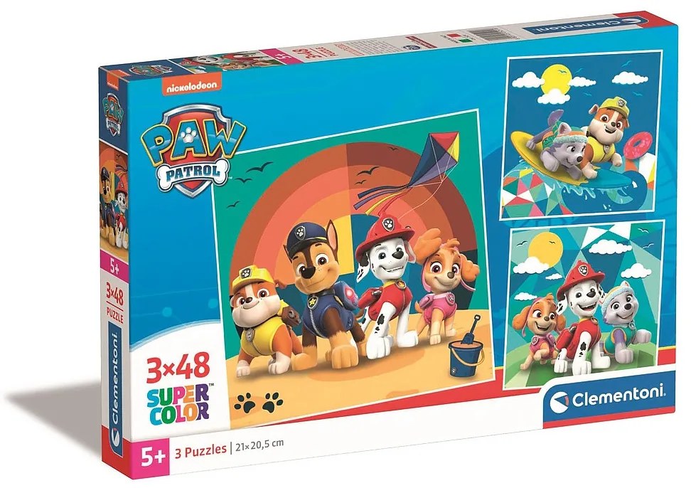 Patrula Cățelușilor Beach 3x48 de piese Puzzle Clementoni