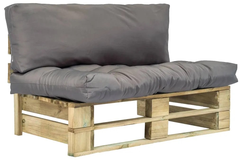 vidaXL Canapea de grădină din paleți cu perne gri, lemn de pin