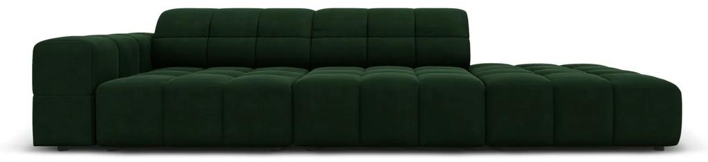 Canapea Jennifer cu colt pe partea dreapta si tapiterie din catifea, verde inchis