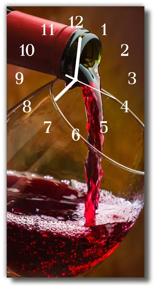Ceas de perete din sticla vertical O sticlă de vin roșu