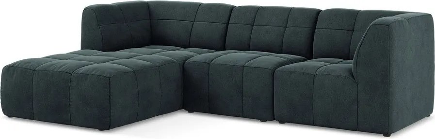 Colțar albastru cu tapițerie din catifea (cu colț pe partea stângă/cu șezlong) Aloha – Makamii