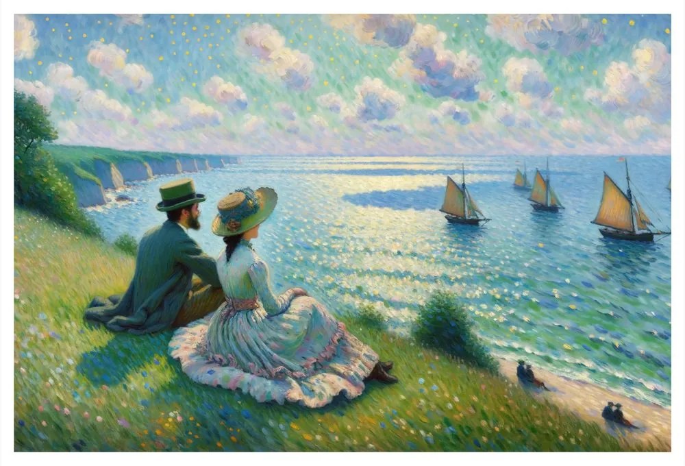 Tablou priveliște romantică spre mare
