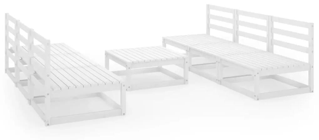 3075315 vidaXL Set mobilier de grădină, 7 piese, alb, lemn masiv de pin