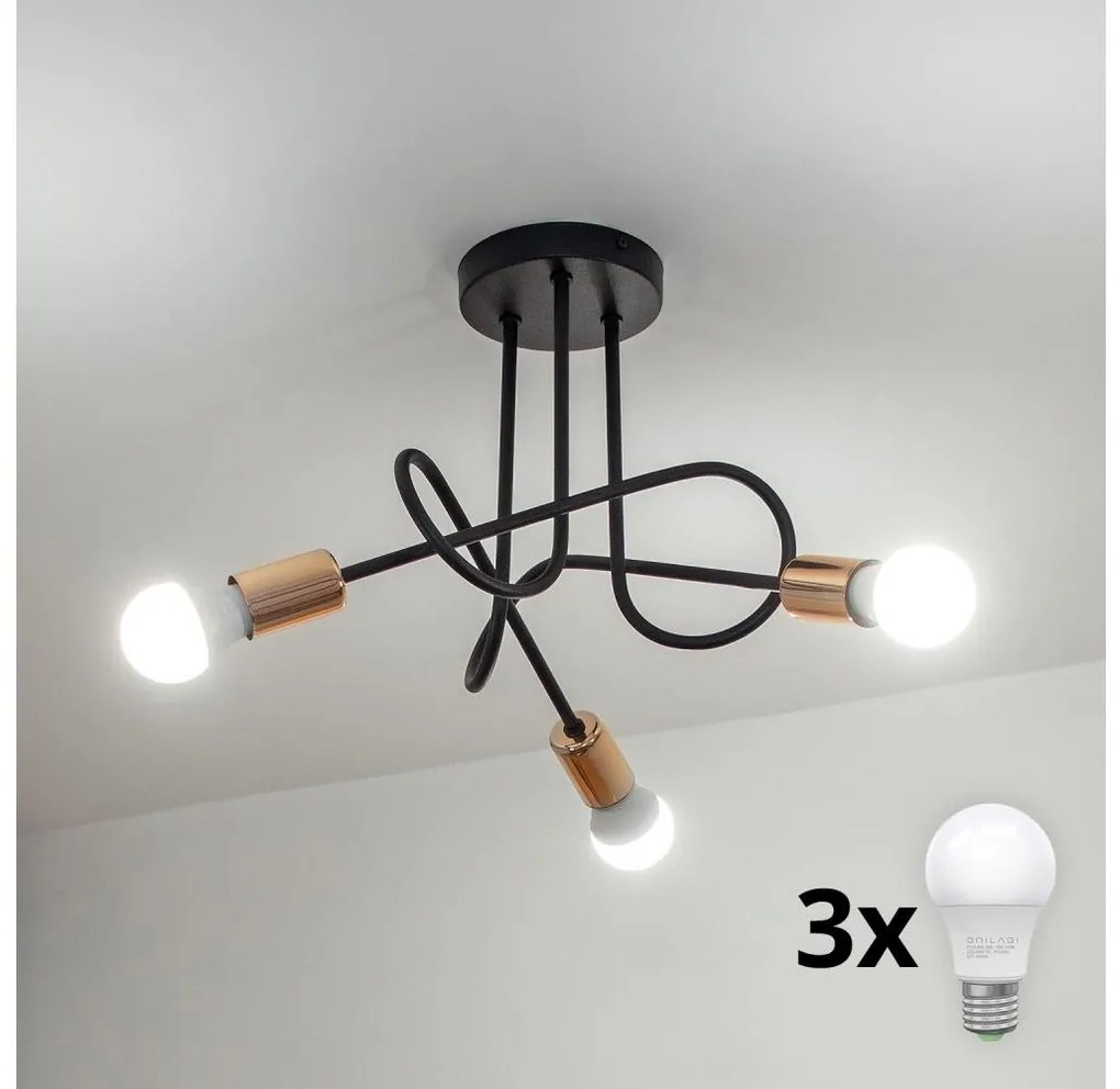 Lustră aplicată LED OXFORD 3x E27/15W/230V neagră