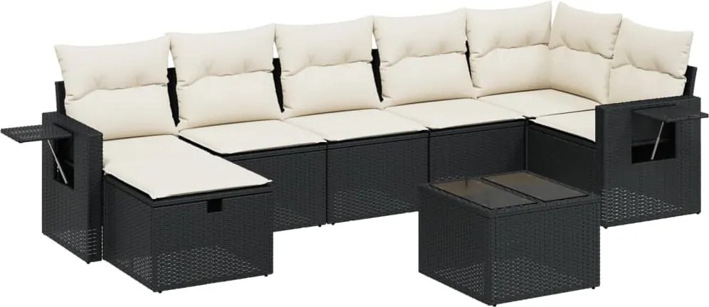 vidaXL Set mobilier de grădină cu perne, 8 piese, negru, poliratan