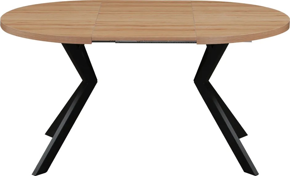 Masă extensibilă de sufragerie, stejar deschis/negru, 100-250x75,5 cm, LUKOS